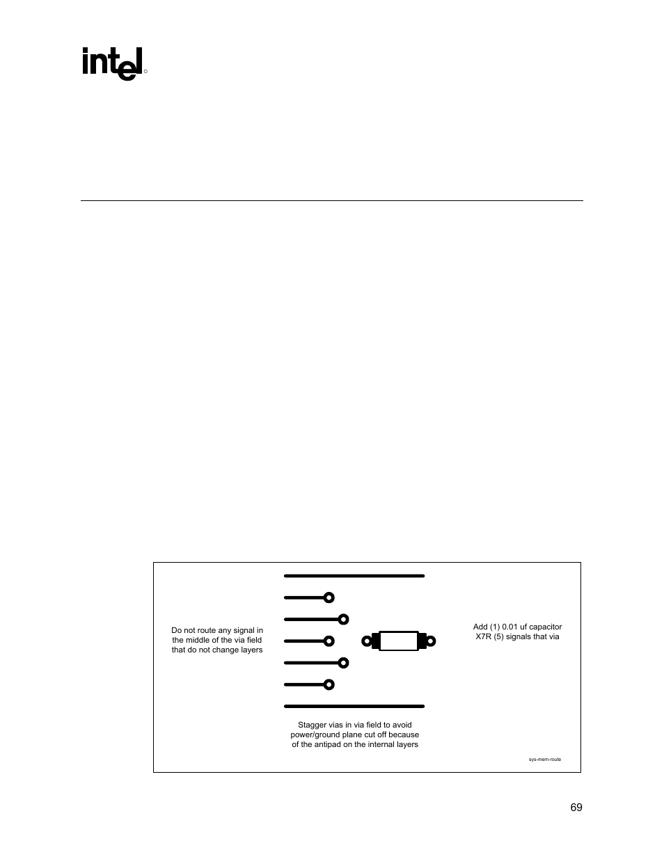 System memory design guidelines, System memory routing guidelines, Figure 34. system memory routing guidelines | Intel 815 User Manual | Page 69 / 213