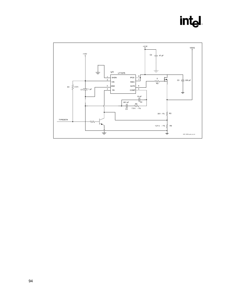 Figure 46. agp vddq generation example circuit, Agp/display cache design guidelines, 94 intel | Intel 815 User Manual | Page 94 / 213
