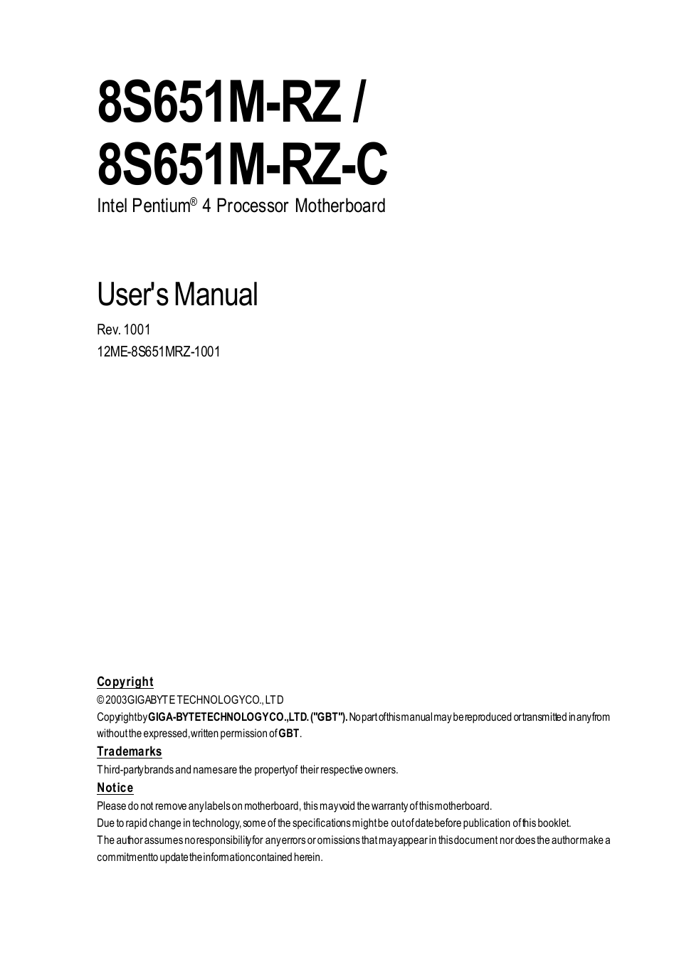 Intel 8S651M-RZ User Manual | 40 pages