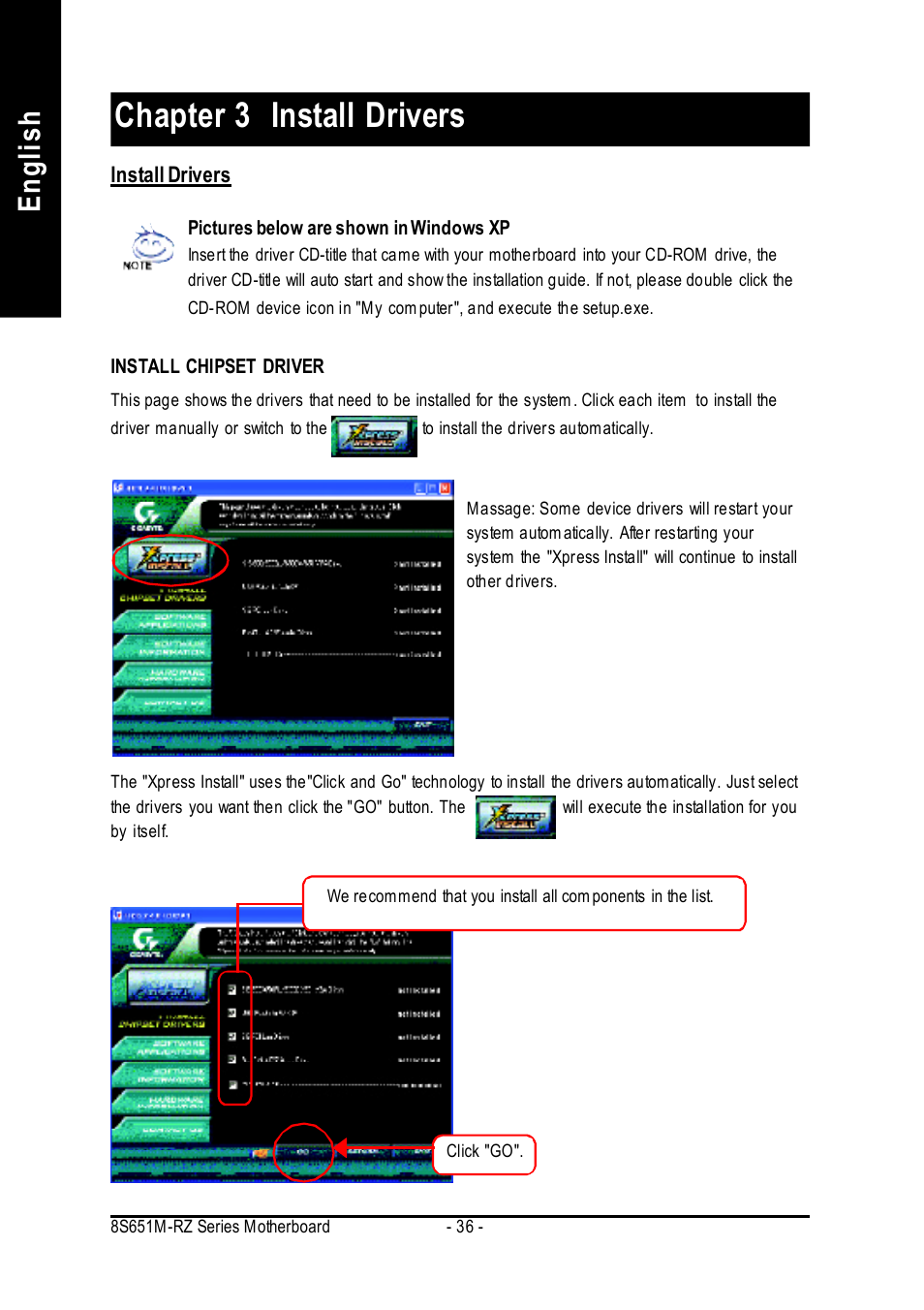 Chapter 3 install drivers, English revision history | Intel 8S651M-RZ User Manual | Page 36 / 40