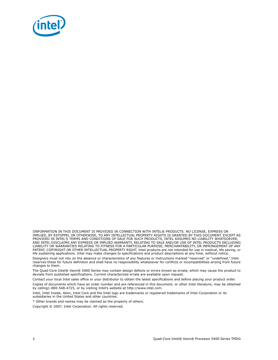 Intel 5400 Series User Manual | Page 2 / 100