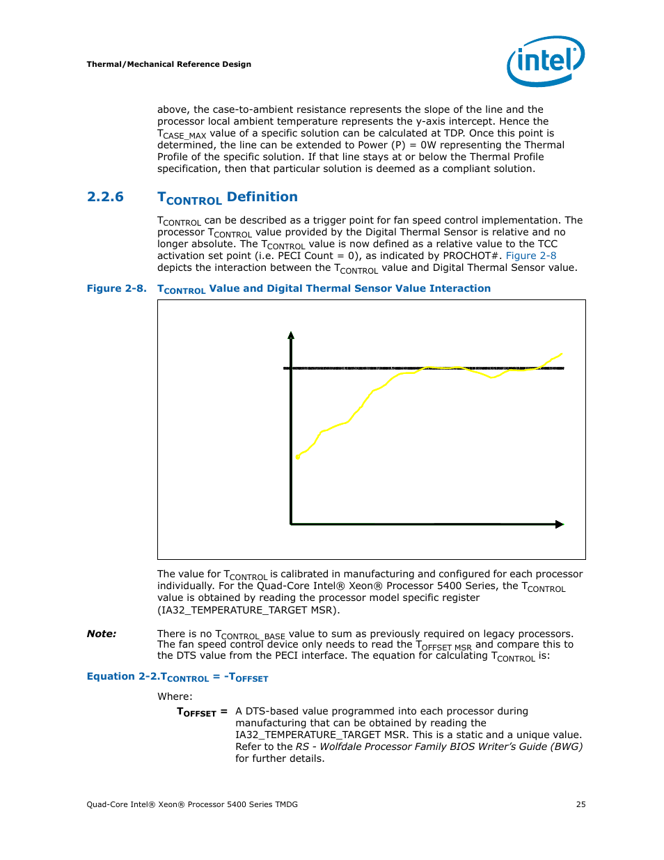 6 tcontrol definition, Tcontrol definition, Section 2.2.6 | Er to, Digital thermal sensor, Temperature tcontrol = -5 temperature | Intel 5400 Series User Manual | Page 25 / 100