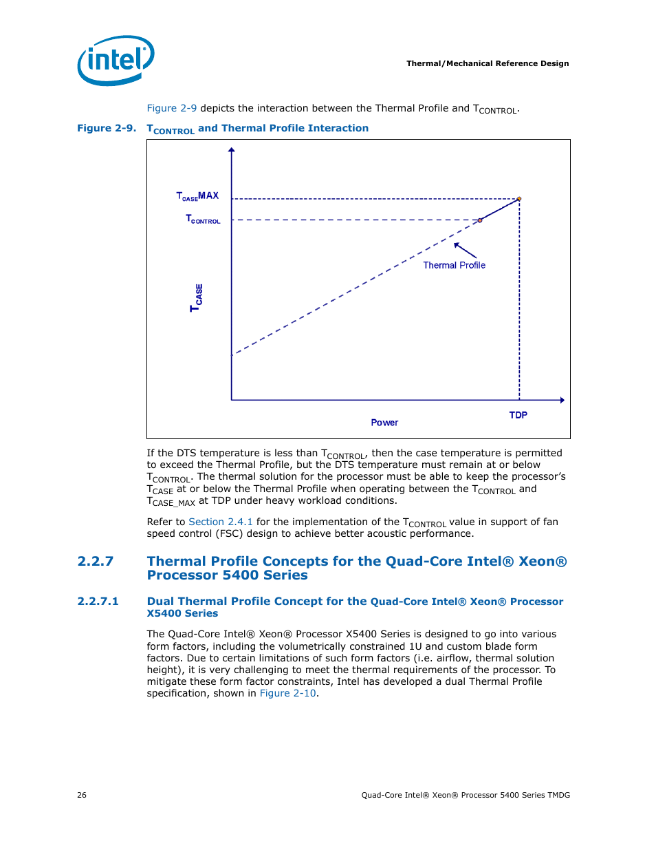 Processor 5400 series, Tcontrol and thermal profile interaction | Intel 5400 Series User Manual | Page 26 / 100