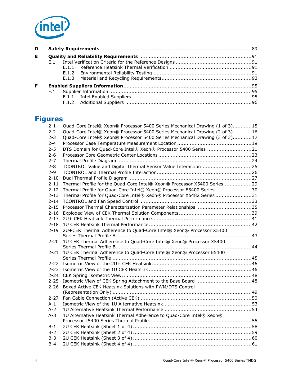 Figures | Intel 5400 Series User Manual | Page 4 / 100
