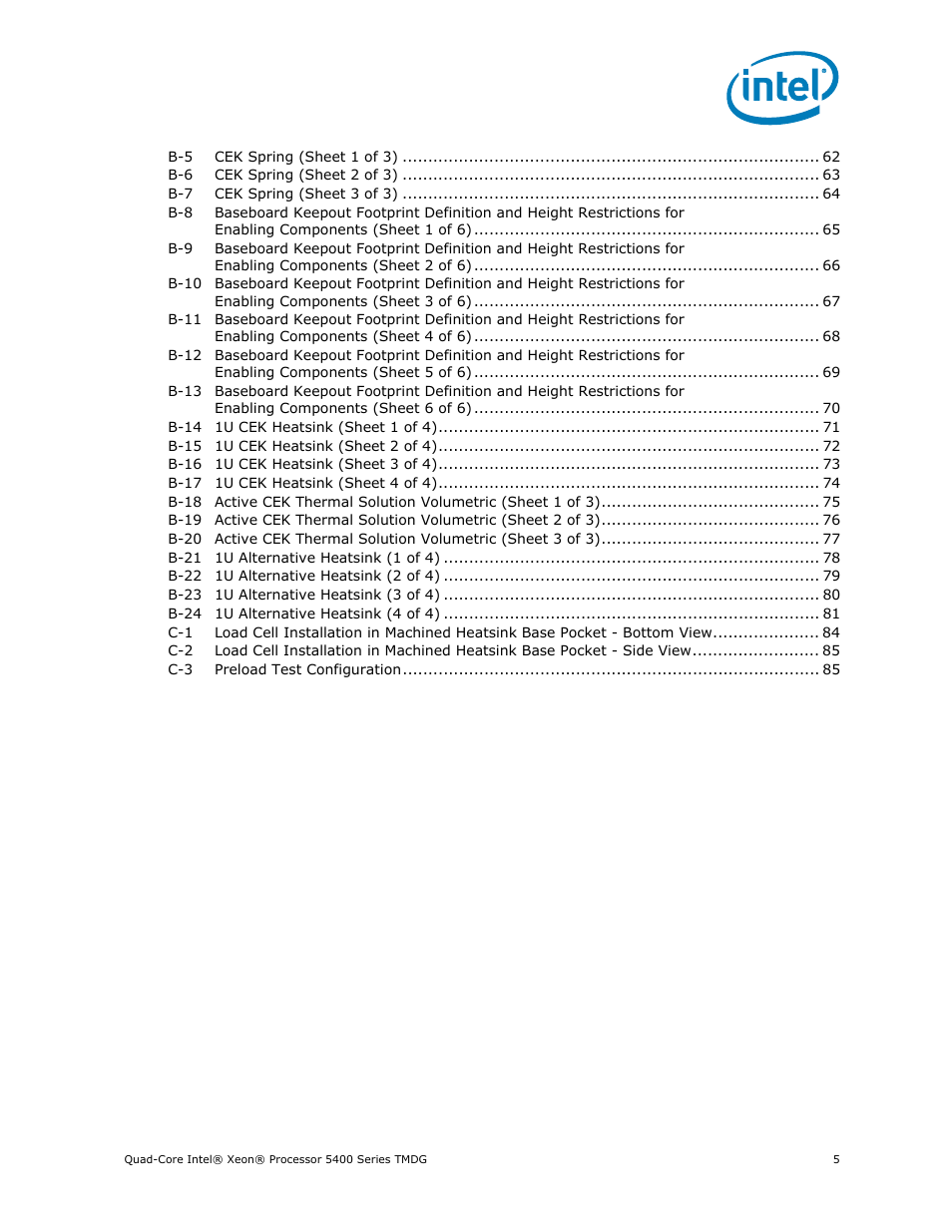 Intel 5400 Series User Manual | Page 5 / 100