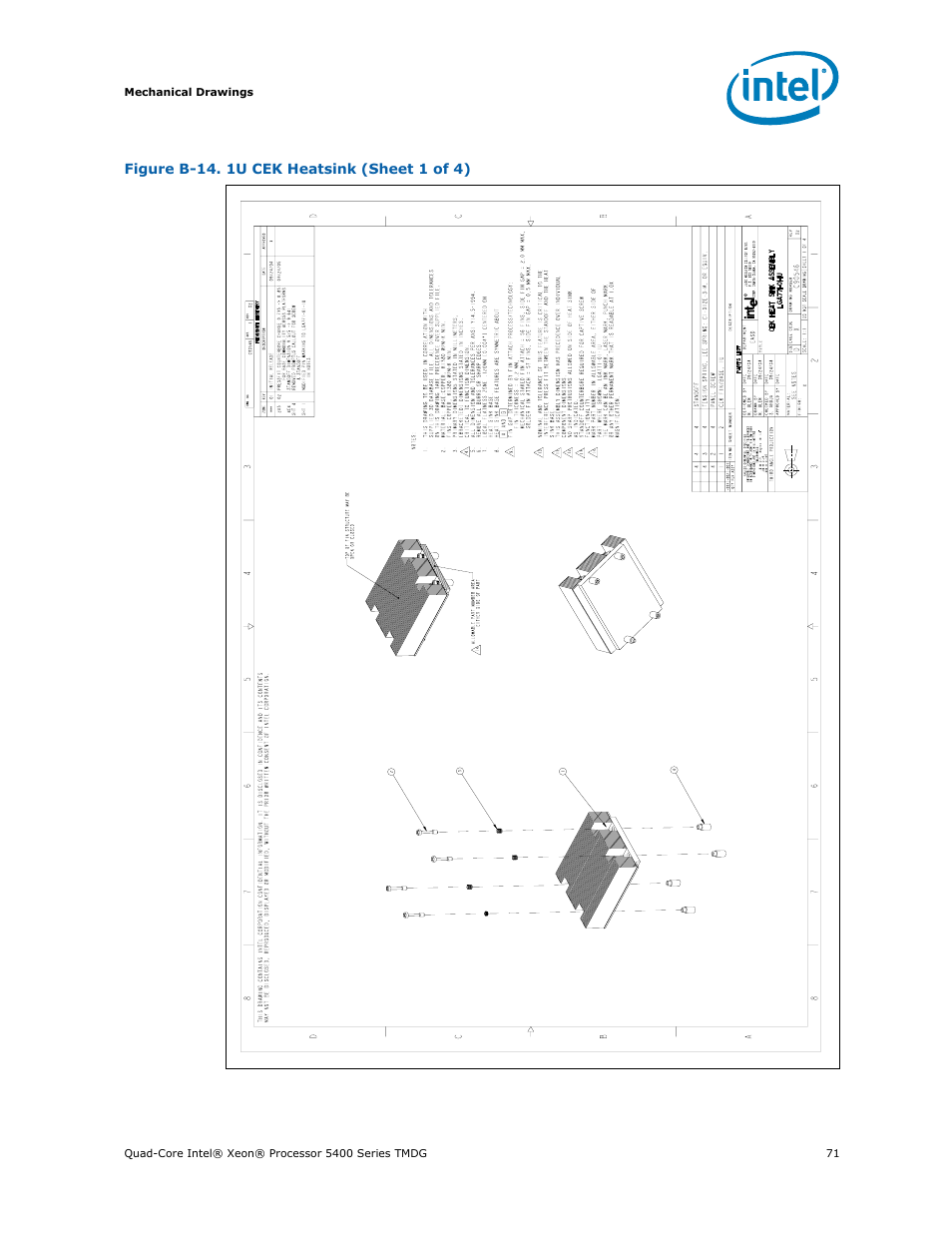 B-14 1u cek heatsink (sheet 1 of 4), 1u cek heatsink (sheet 1 of 4), Figure b-14 | Intel 5400 Series User Manual | Page 71 / 100