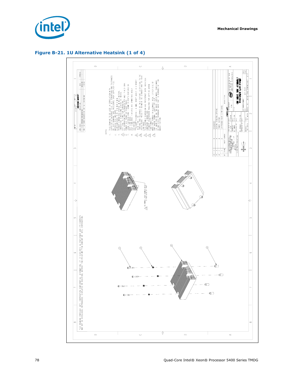 B-21 1u alternative heatsink (1 of 4), 1u alternative heatsink (1 of 4), Figure b-21 | Intel 5400 Series User Manual | Page 78 / 100