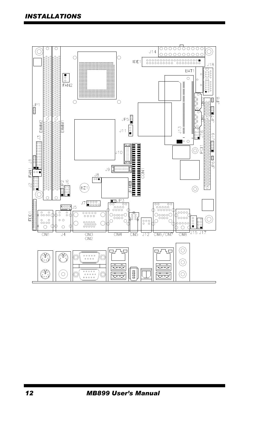 Connector locations on mb899 | Intel MB899 User Manual | Page 16 / 68