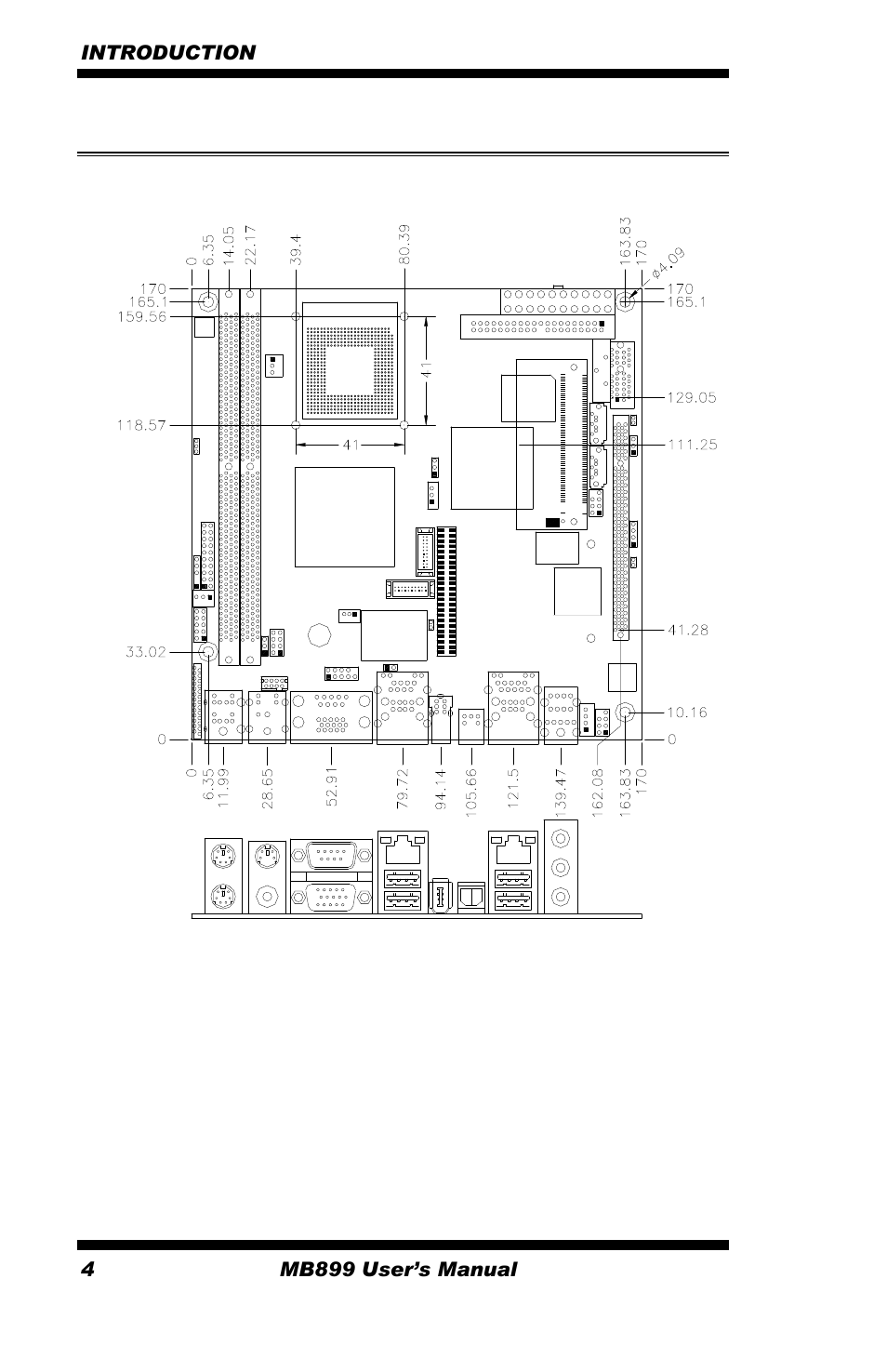 Board dimensions | Intel MB899 User Manual | Page 8 / 68