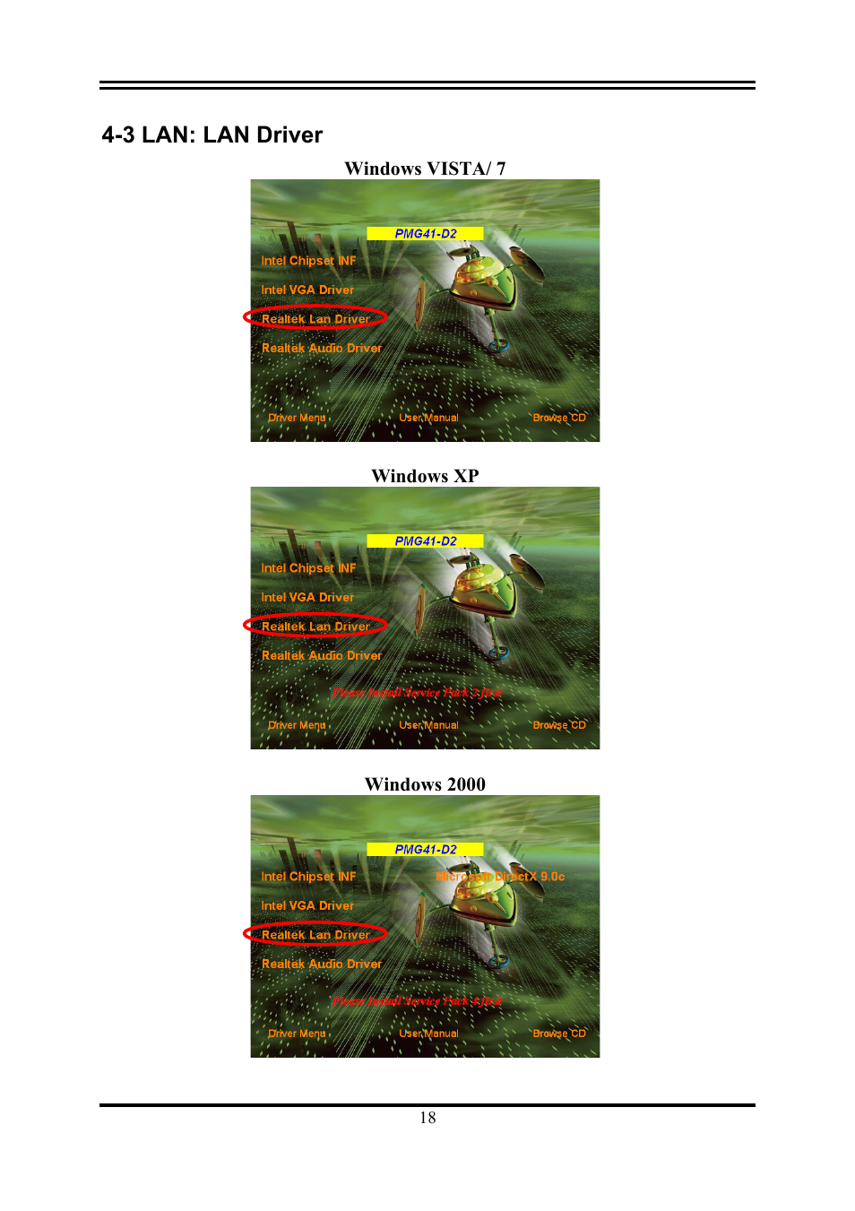 3 lan: lan driver | Intel G41 EXPRESS CHIPSET PMG41-D2 User Manual | Page 20 / 22