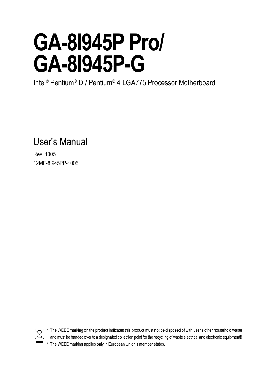 Intel GA-8I945P PRO User Manual | 88 pages