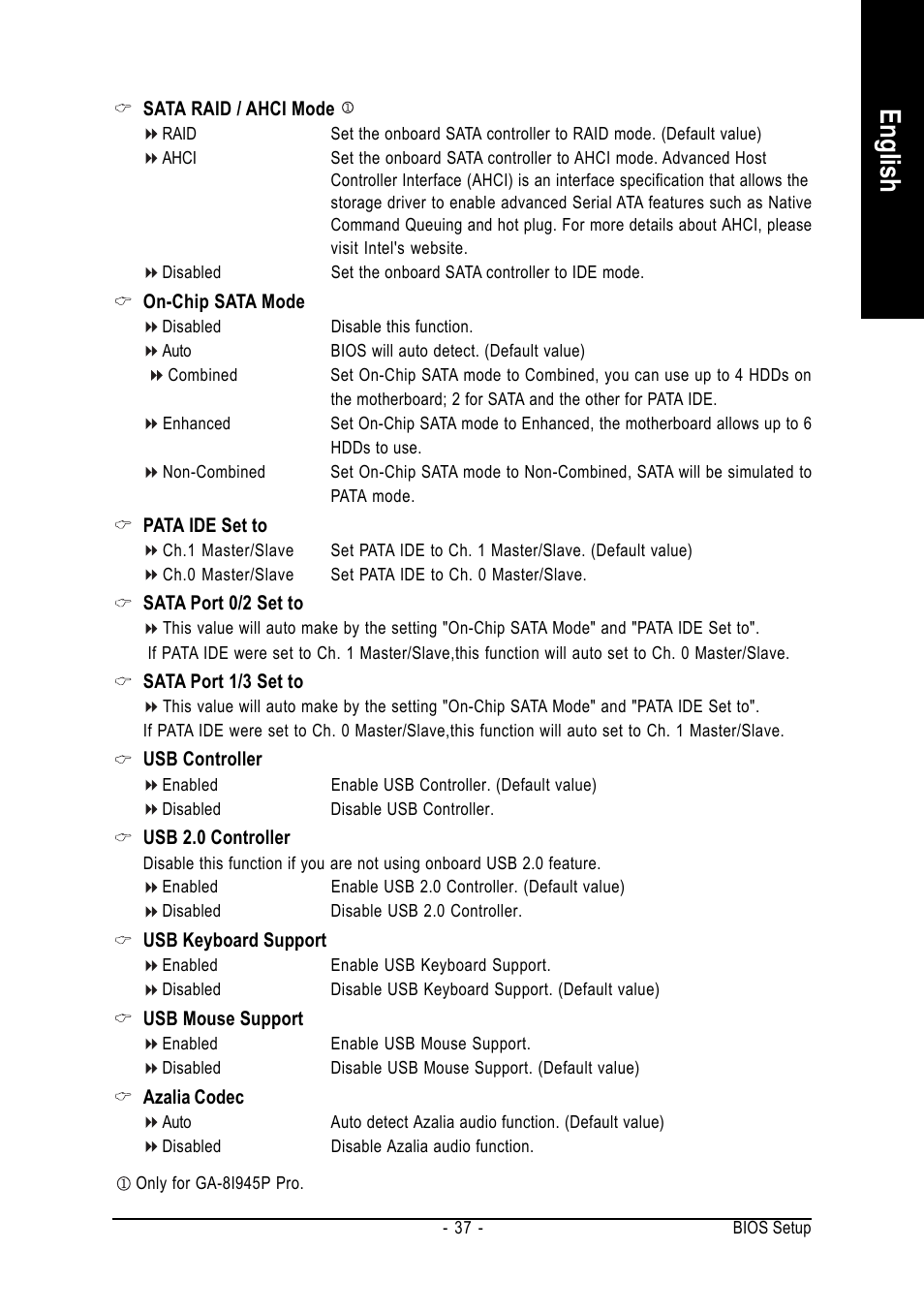 English | Intel GA-8I945P PRO User Manual | Page 37 / 88