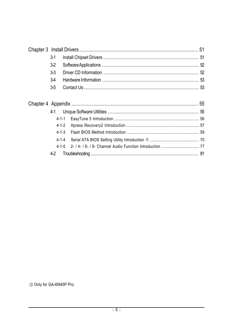 Intel GA-8I945P PRO User Manual | Page 5 / 88