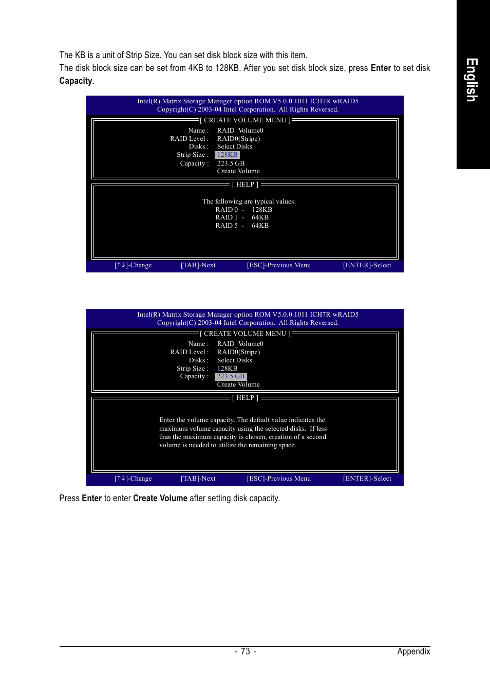 English, Appendix - 73 | Intel GA-8I945P PRO User Manual | Page 73 / 88