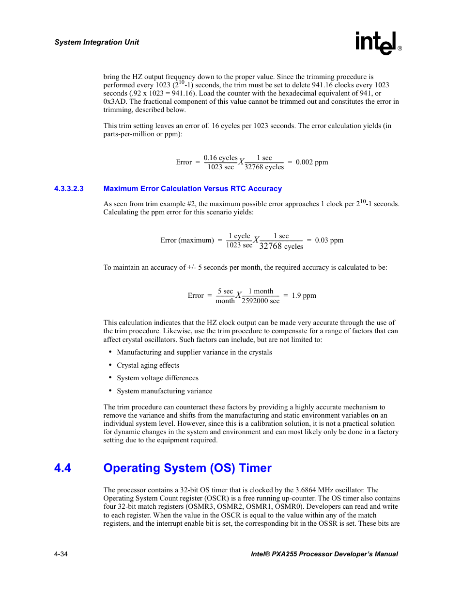 4 operating system (os) timer, Operating system (os) timer -34 | Intel PXA255 User Manual | Page 138 / 600
