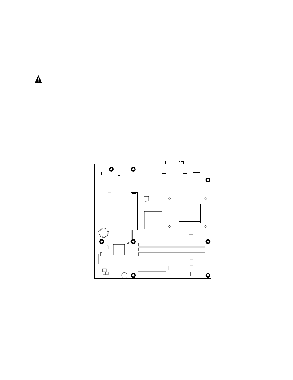 Installing and removing the desktop board, D845hv board mounting holes | Intel D845WN User Manual | Page 23 / 88