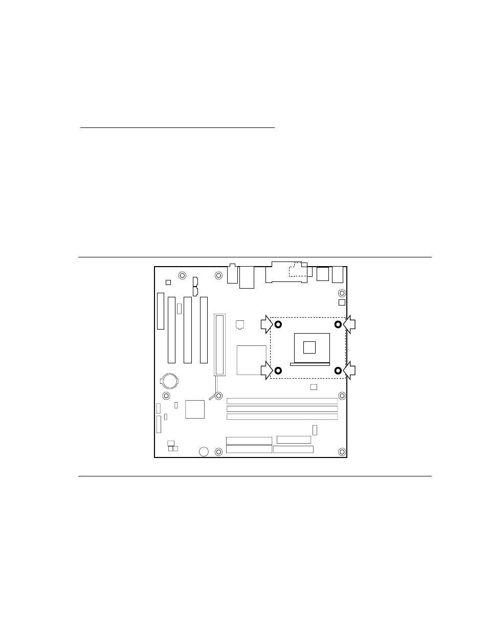 Installing and removing a processor, Processor fan heatsink rm mounting holes | Intel D845WN User Manual | Page 25 / 88