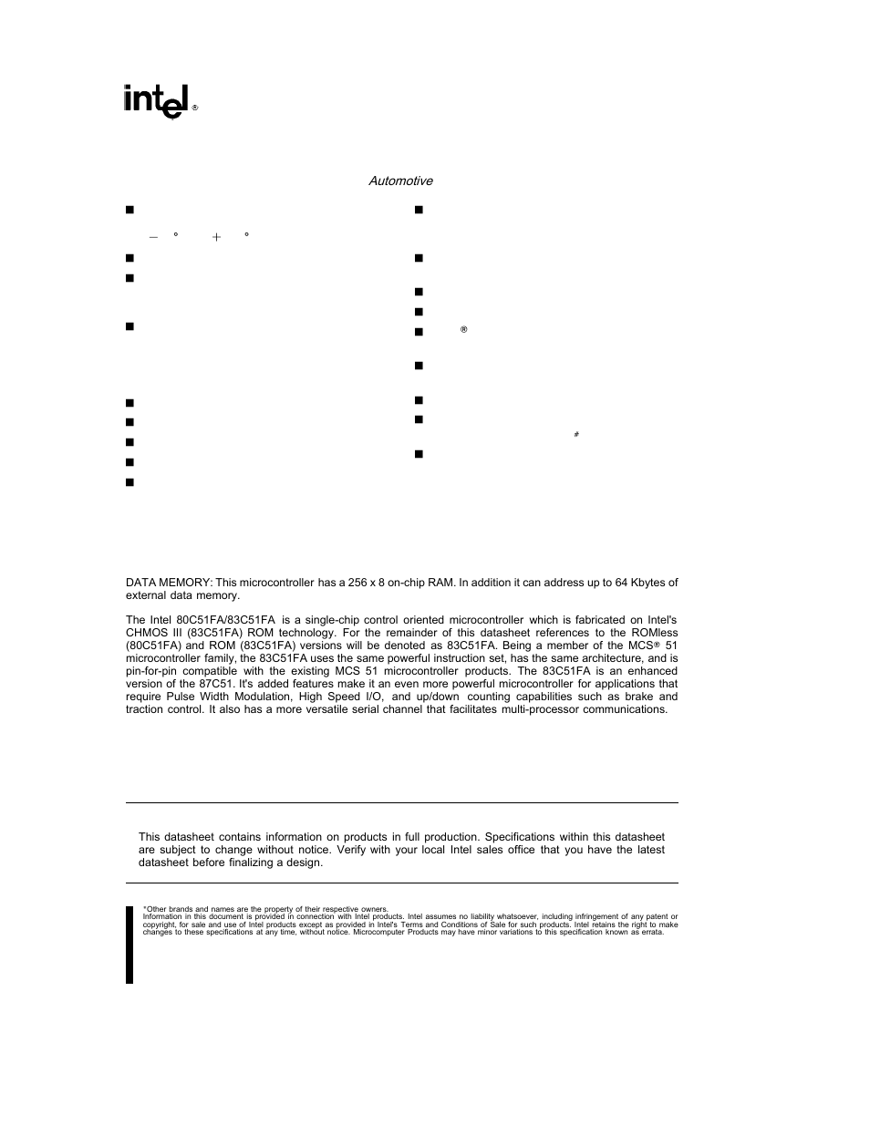 Intel 83C51FA User Manual | 13 pages