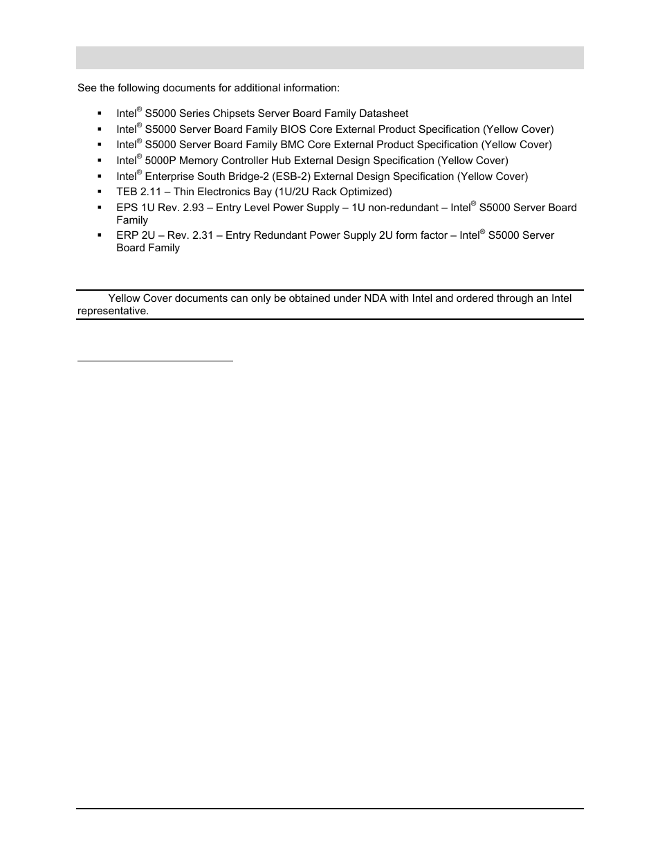 Reference documents | Intel Server Board S5000PAL User Manual | Page 113 / 113