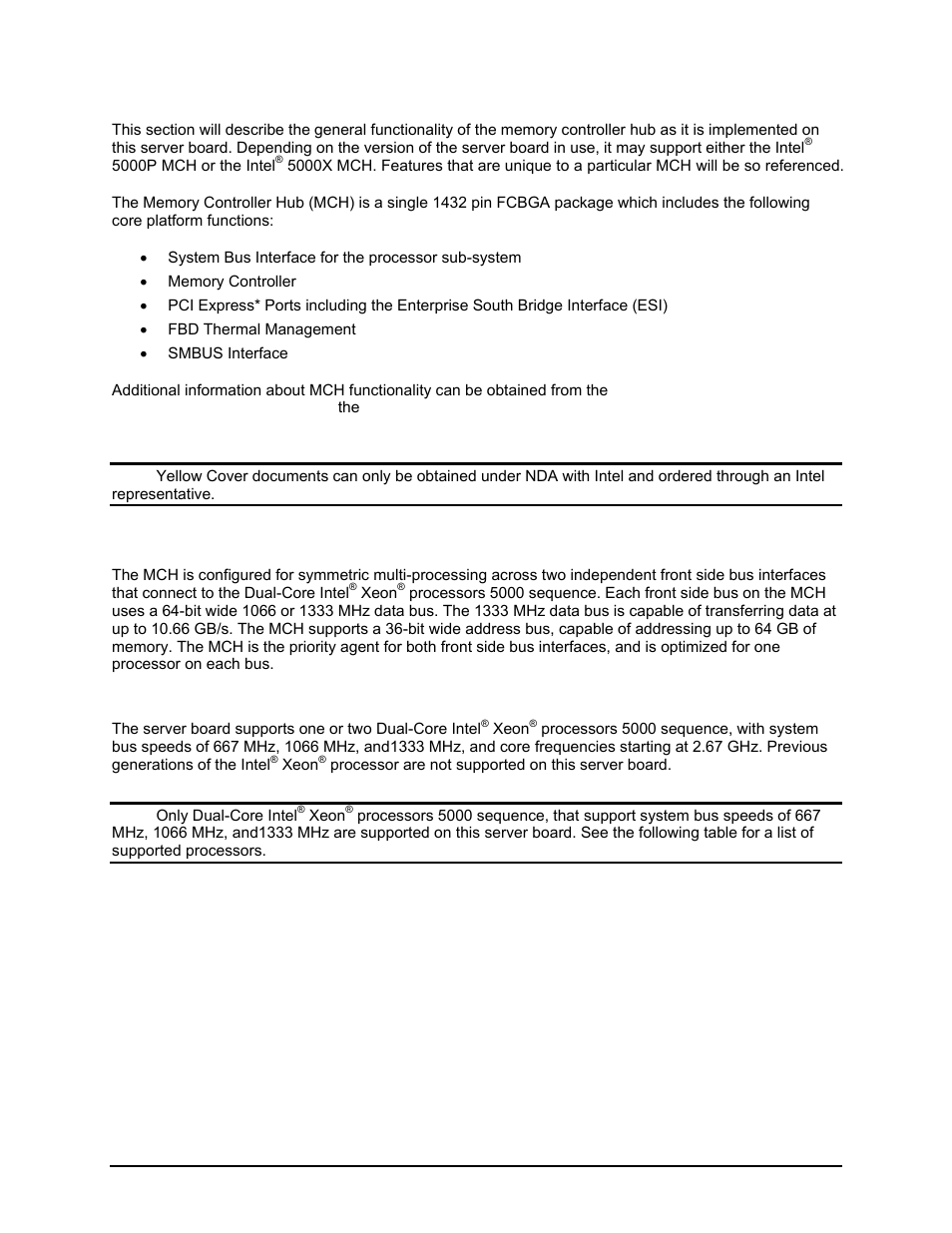 1 intel, 1 system bus interface, 2 processor support | Intel Server Board S5000PAL User Manual | Page 24 / 113