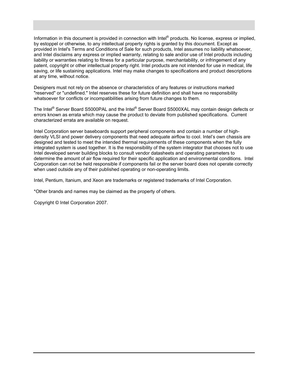 Disclaimers | Intel Server Board S5000PAL User Manual | Page 3 / 113