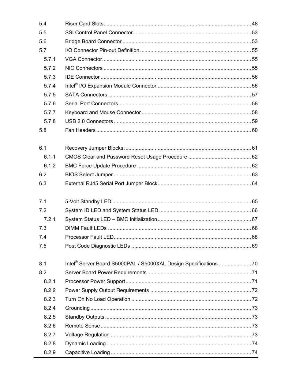 Intel Server Board S5000PAL User Manual | Page 5 / 113
