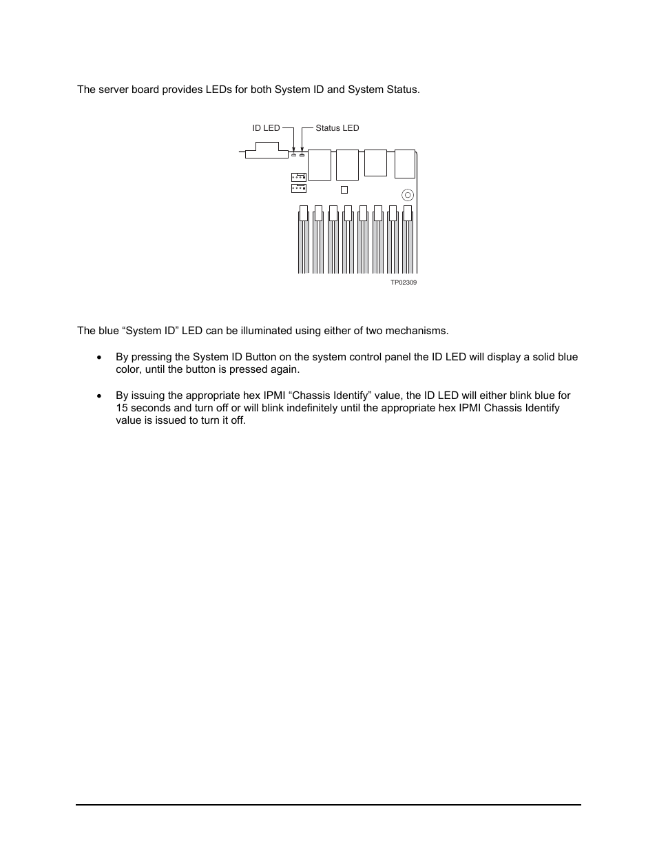 2 system id led and system status led | Intel Server Board S5000PAL User Manual | Page 65 / 113