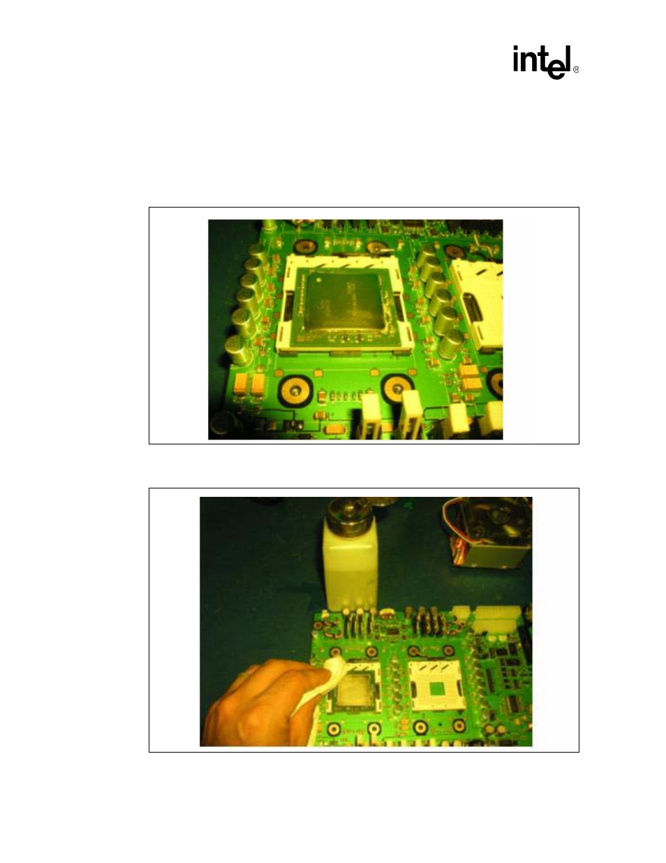 1 processor heat sink installation instructions, Figure 12. inserting processor in socket, Figure 13. cleaning the processor surface | Processor heat sink installation instructions, Inserting processor in socket, Cleaning the processor surface | Intel Xeon User Manual | Page 36 / 38