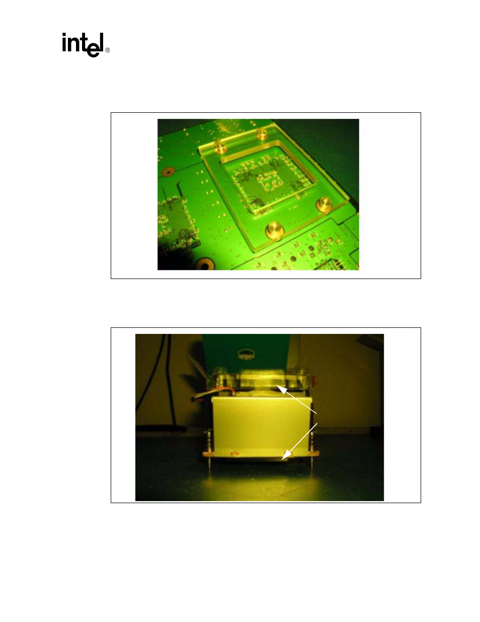 Figure 14. installing the processor backplate, Figure 15. removing the protective covers, Installing the processor backplate | Removing the protective covers | Intel Xeon User Manual | Page 37 / 38