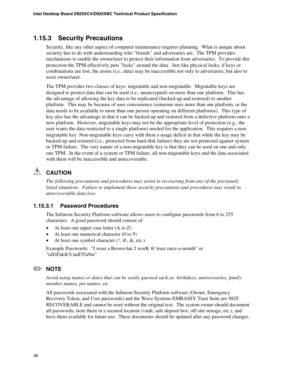 3 security precautions | Intel DESKTOP BOARD D925XCV User Manual | Page 48 / 112