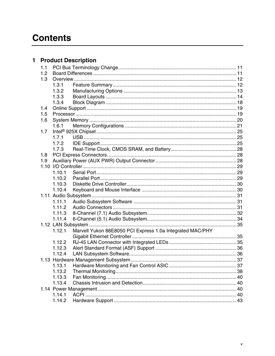 Intel DESKTOP BOARD D925XCV User Manual | Page 5 / 112