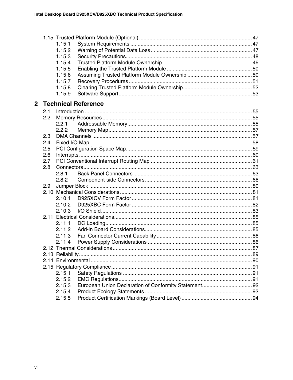 Intel DESKTOP BOARD D925XCV User Manual | Page 6 / 112