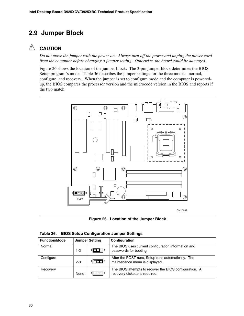 9 jumper block, Caution | Intel DESKTOP BOARD D925XCV User Manual | Page 80 / 112