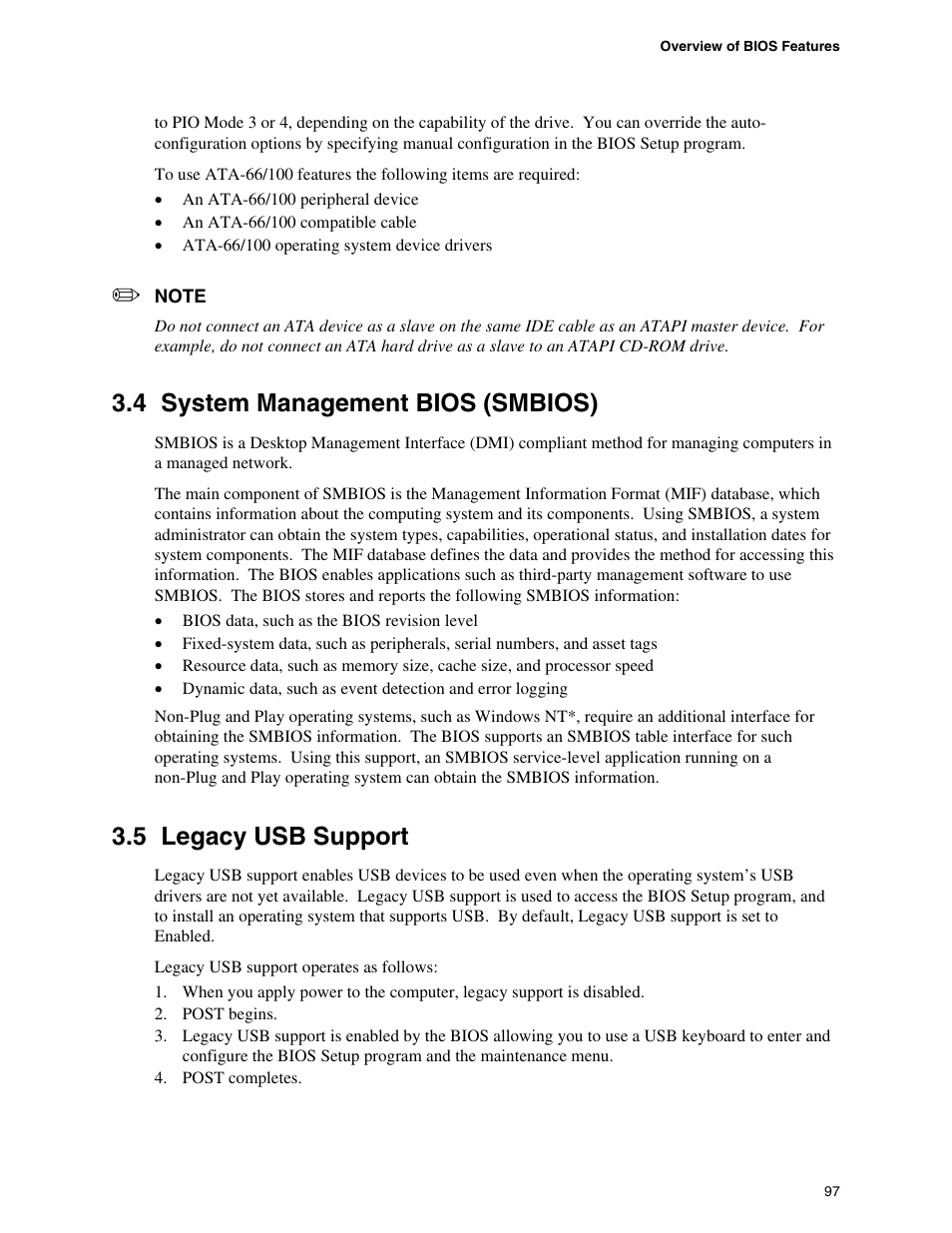 4 system management bios (smbios), 5 legacy usb support | Intel DESKTOP BOARD D925XCV User Manual | Page 97 / 112