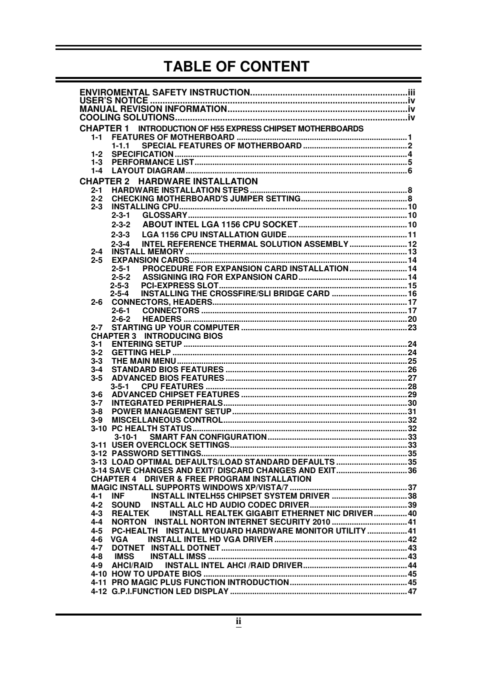 Table of content | Intel 32882 User Manual | Page 3 / 53