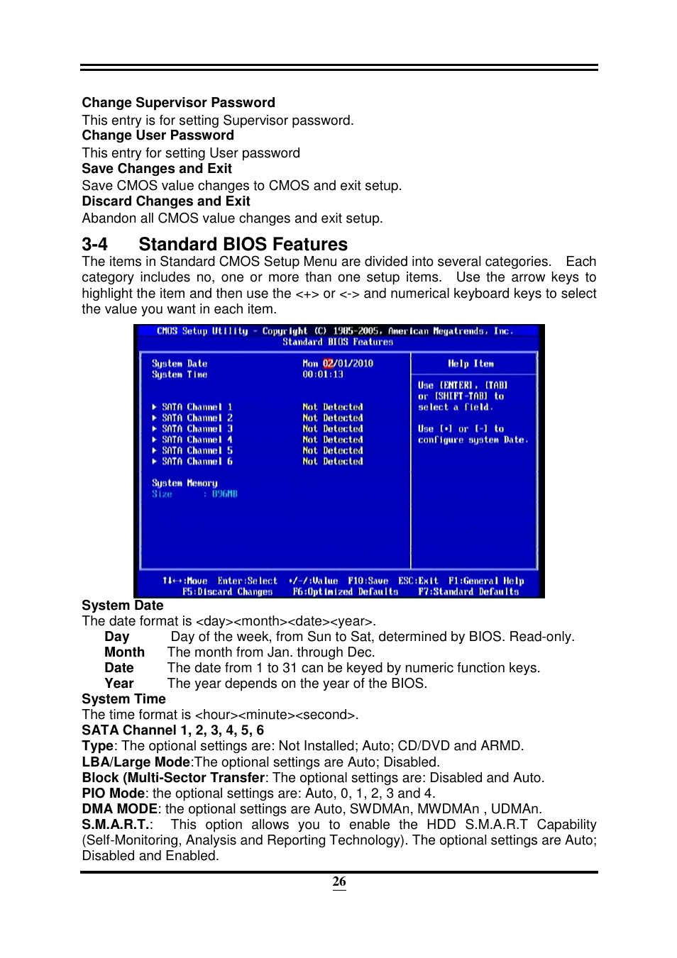 4 standard bios features | Intel 32882 User Manual | Page 31 / 53