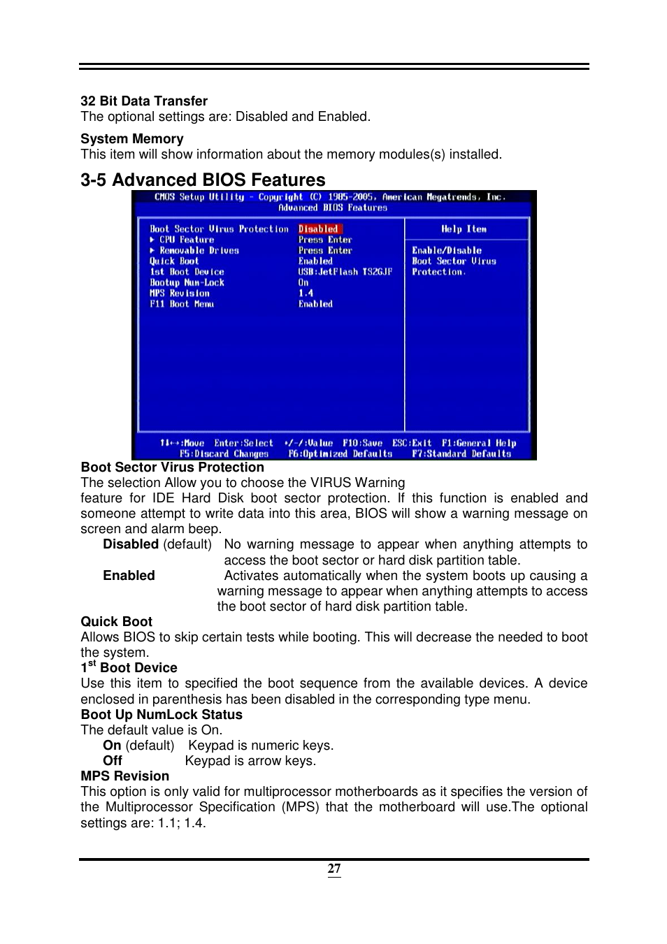 5 advanced bios features | Intel 32882 User Manual | Page 32 / 53