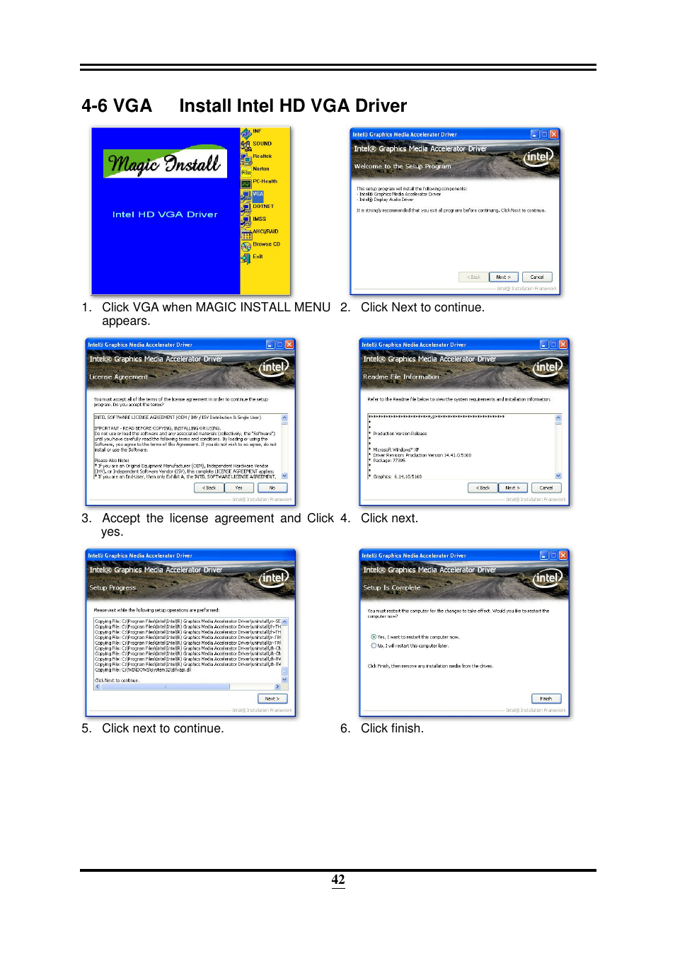 6 vga install intel hd vga driver | Intel 32882 User Manual | Page 47 / 53