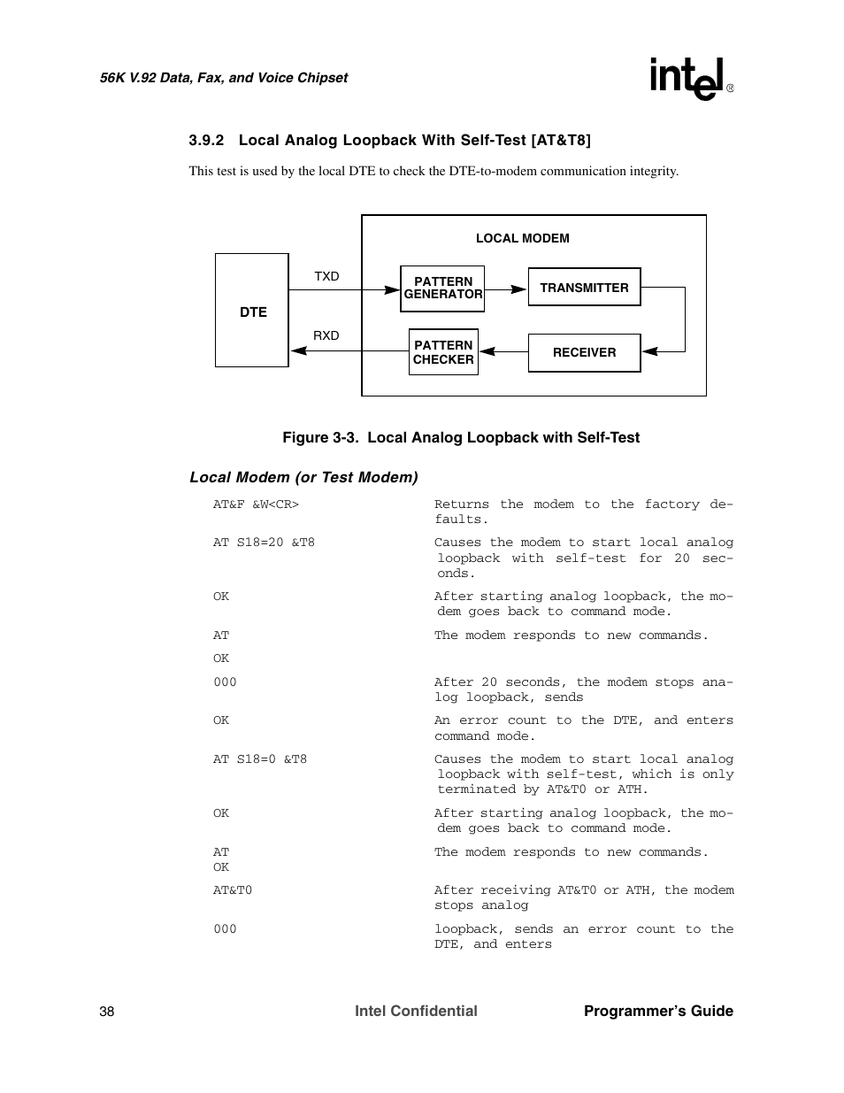 2 local analog loopback with self-test [at&t8 | Intel MD566X User Manual | Page 38 / 130