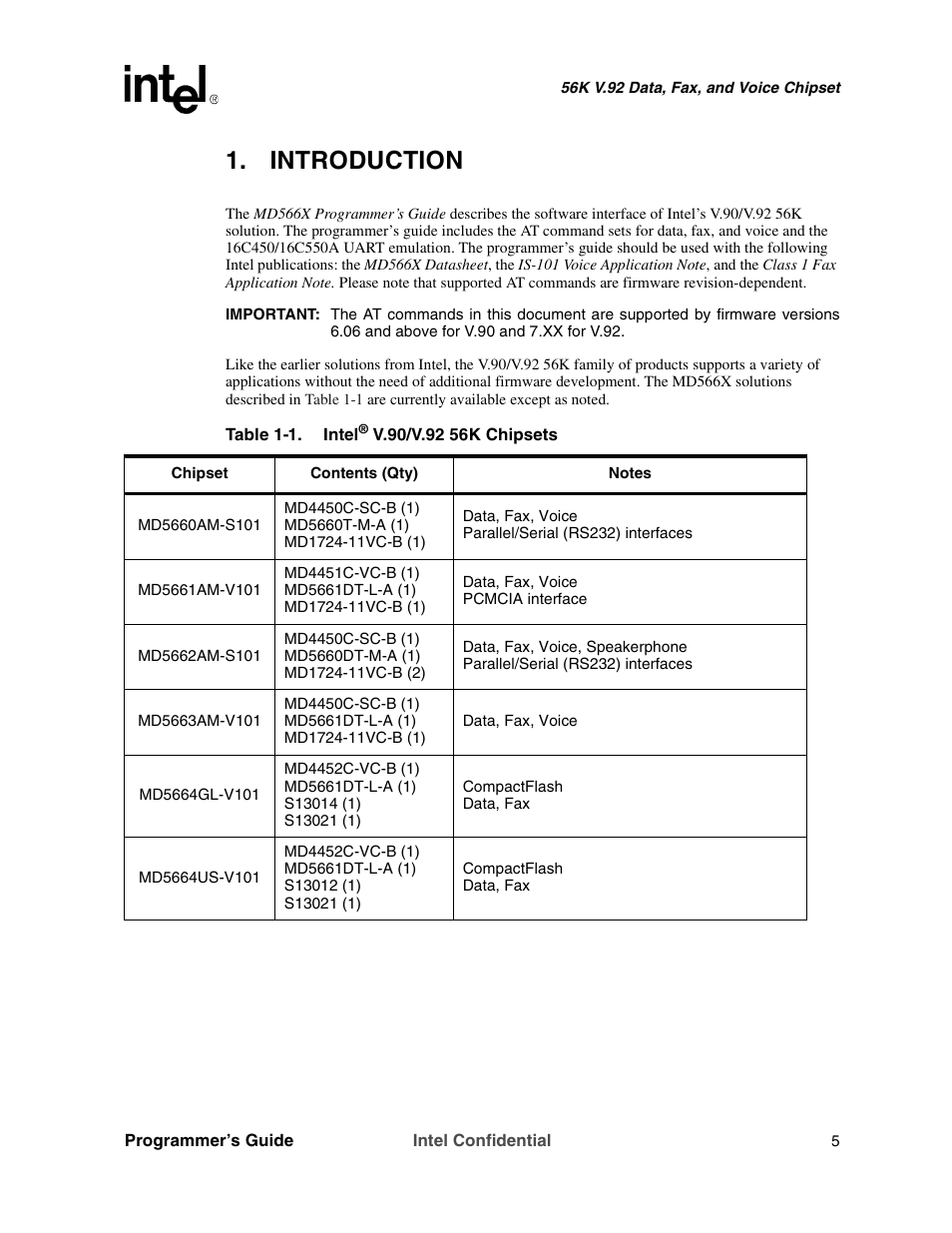 Introduction | Intel MD566X User Manual | Page 5 / 130