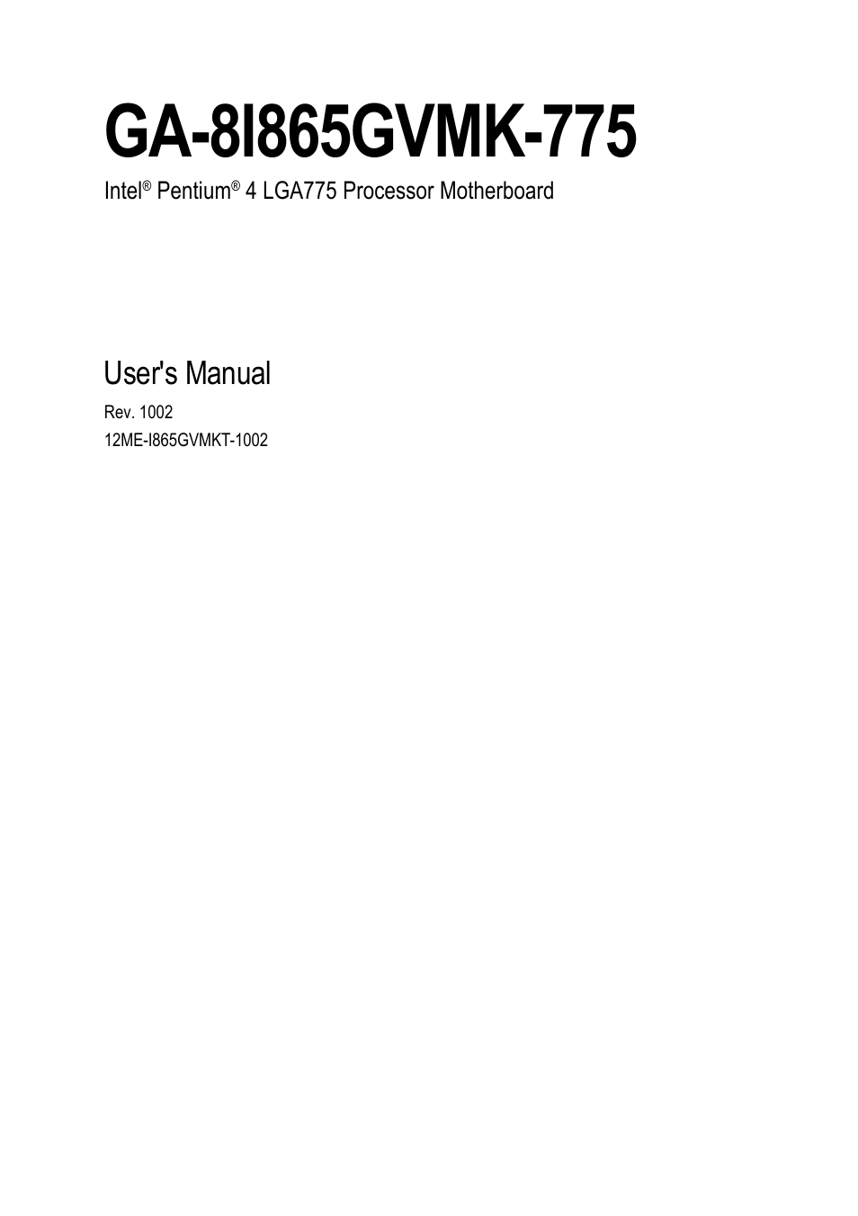 Intel GA-8I865GVMK-775 User Manual | 72 pages