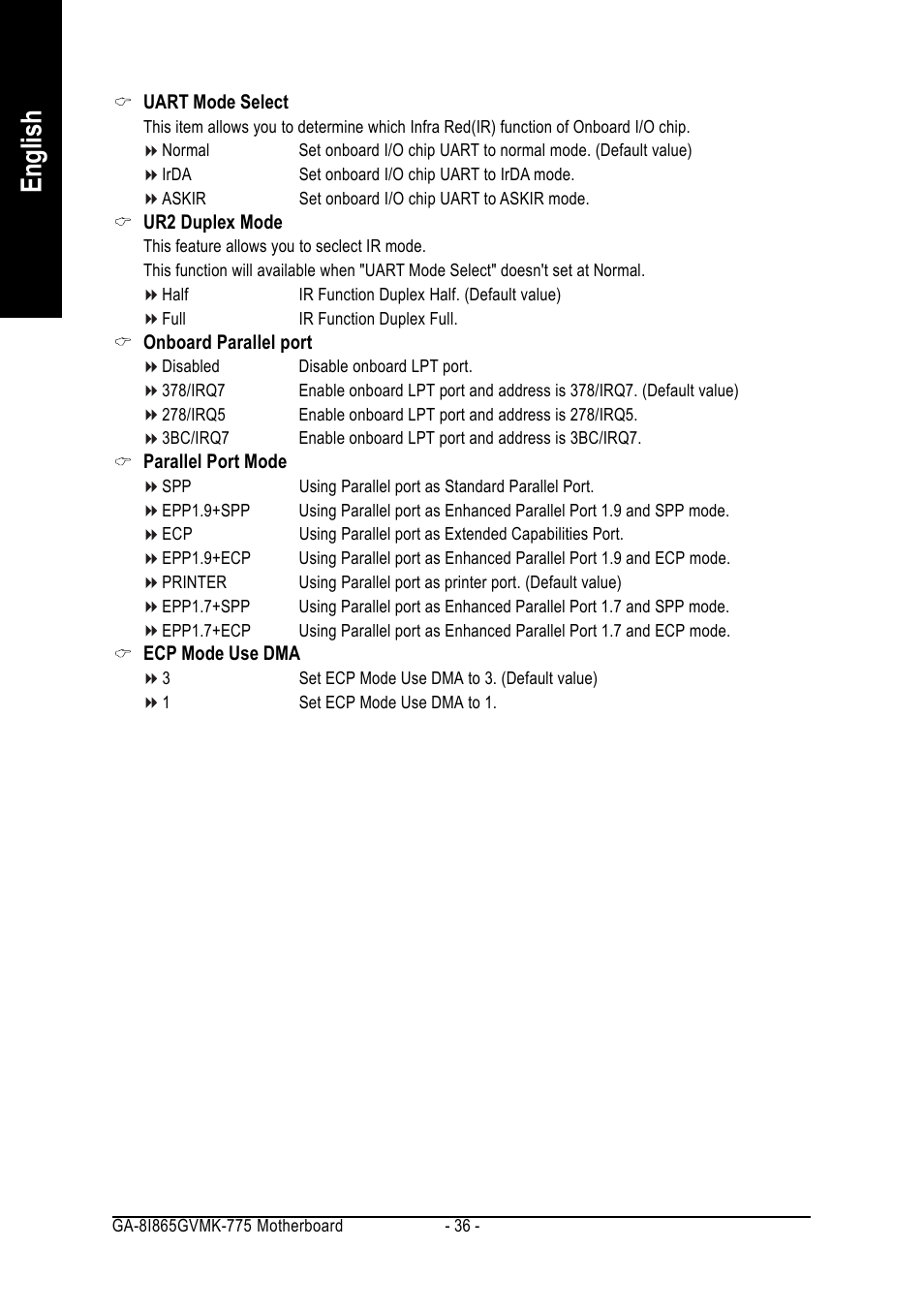 English | Intel GA-8I865GVMK-775 User Manual | Page 36 / 72