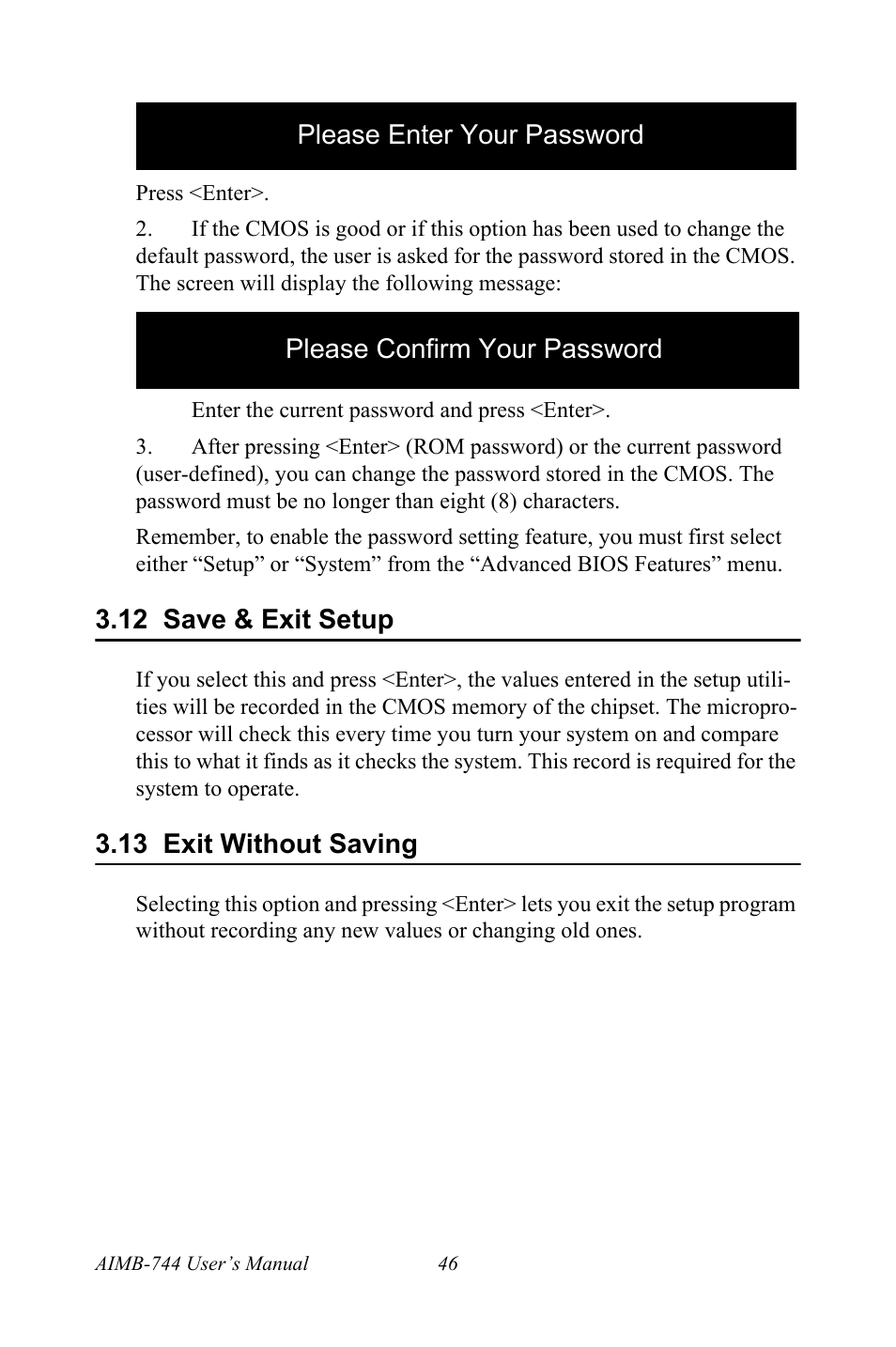 12 save & exit setup, 13 exit without saving | Intel Socket 478 AIMB-744 User Manual | Page 60 / 108