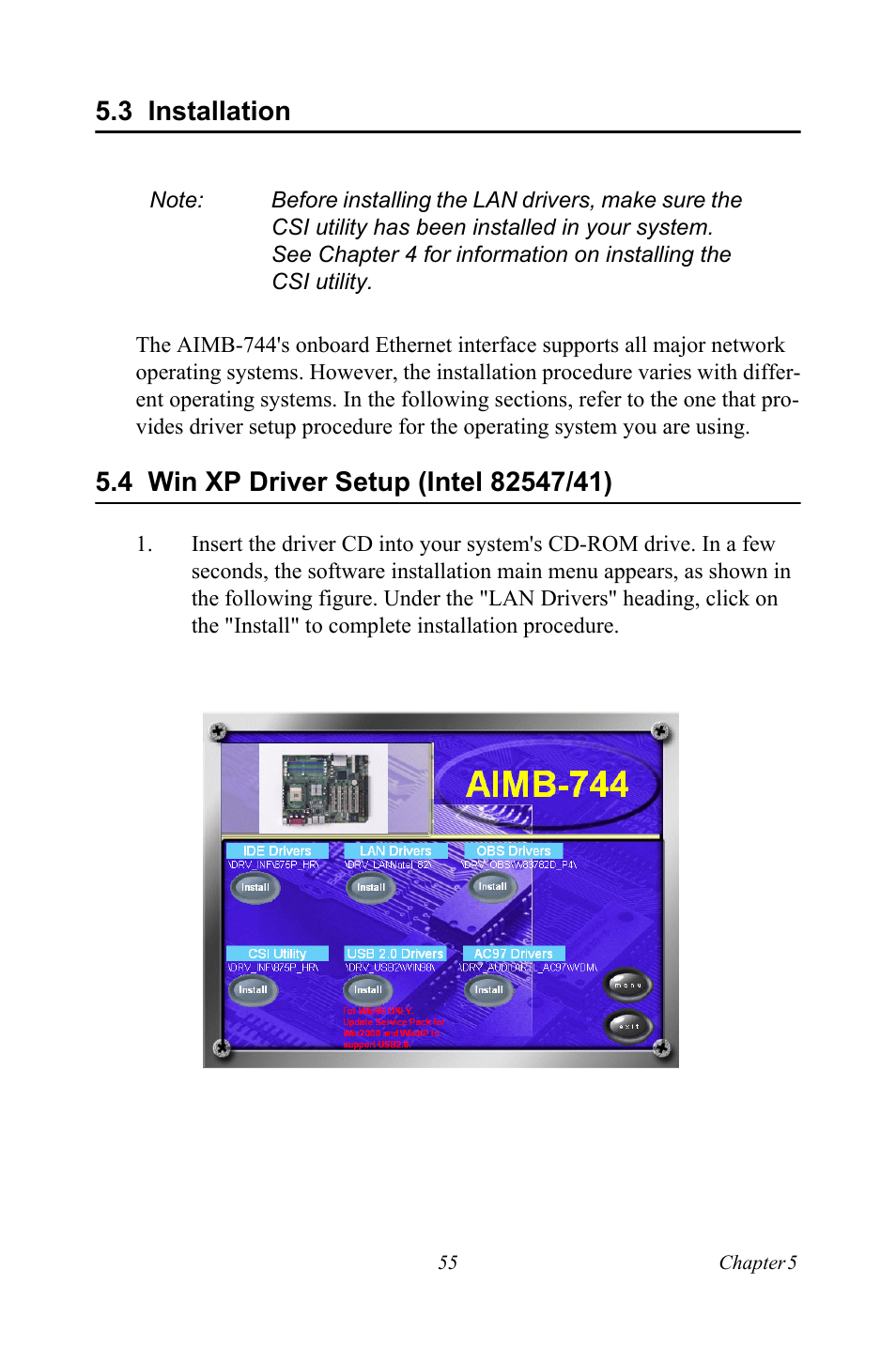 3 installation, 4 win xp driver setup (intel 82547/41) | Intel Socket 478 AIMB-744 User Manual | Page 69 / 108