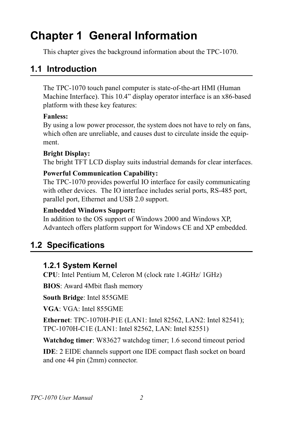 Intel TPC-1070 User Manual | Page 14 / 92