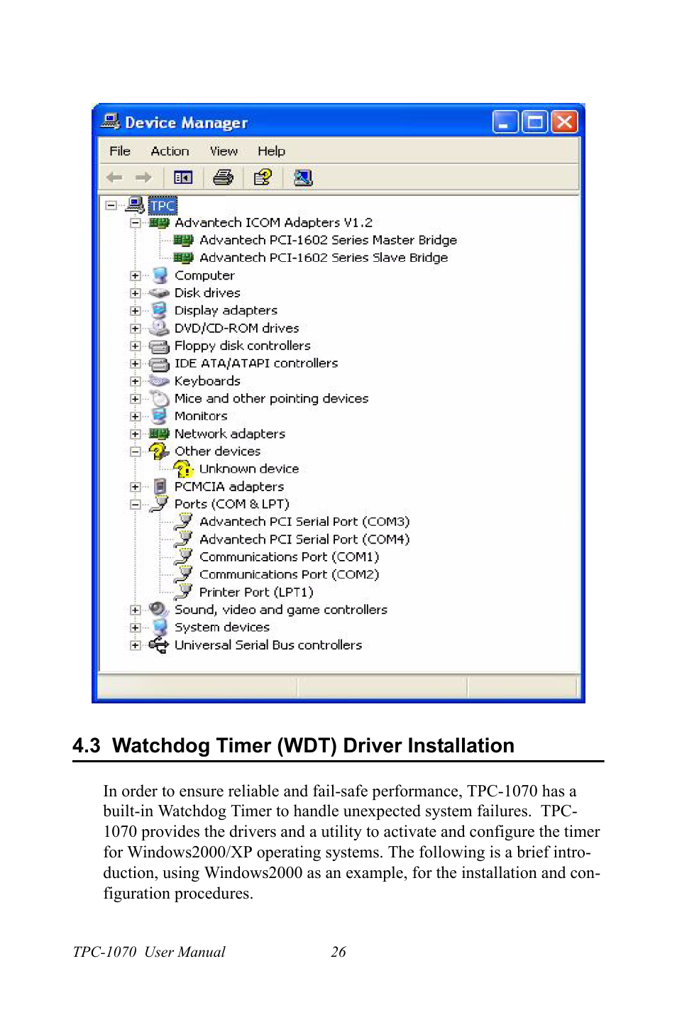3 watchdog timer (wdt) driver installation, Watchdog timer (wdt) driver installation | Intel TPC-1070 User Manual | Page 38 / 92