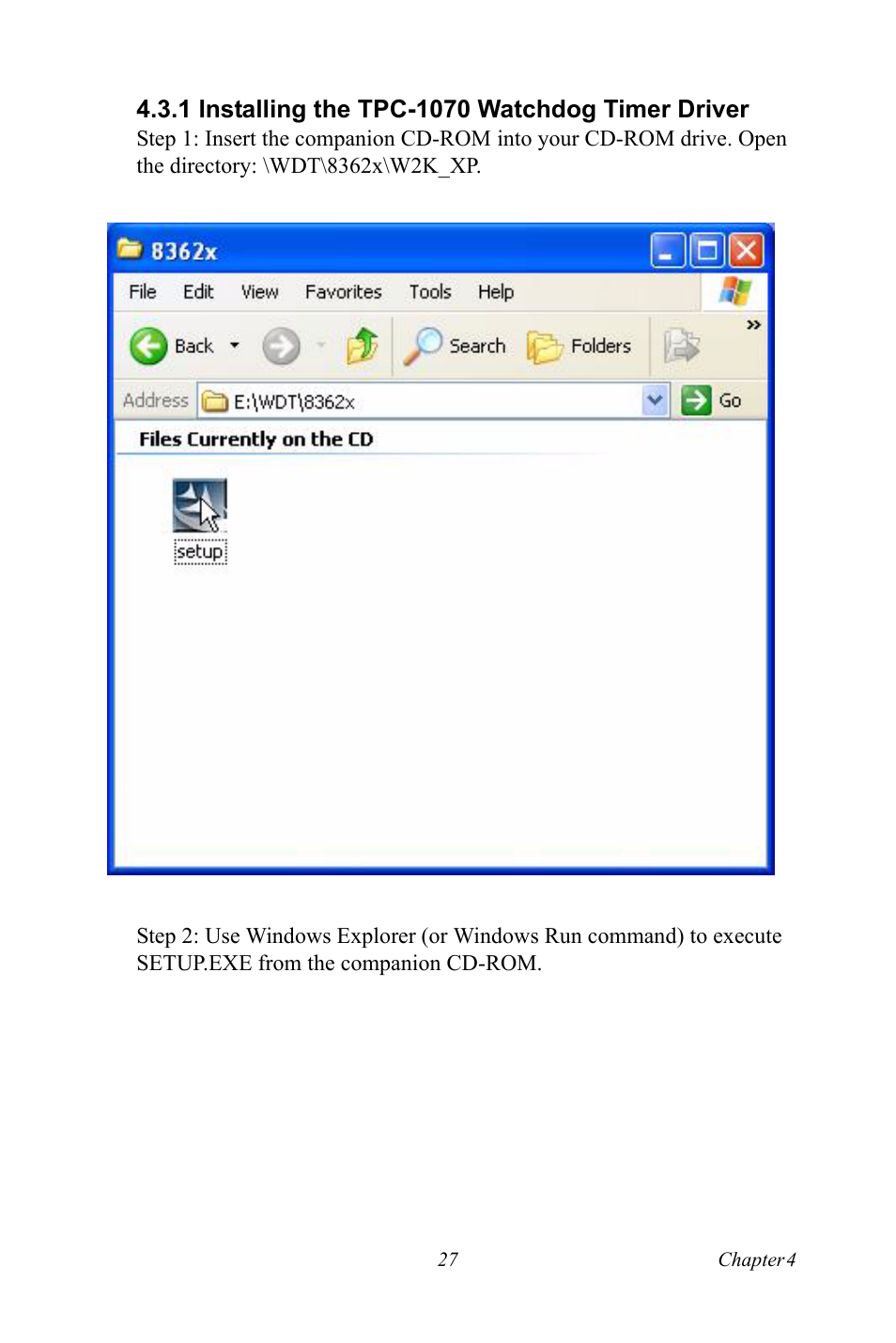 1 installing the tpc-1070 watchdog timer driver, Installing the tpc-1070 watchdog timer driver | Intel TPC-1070 User Manual | Page 39 / 92