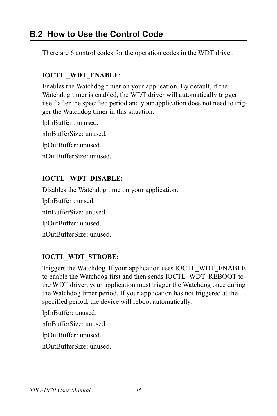 B.2 how to use the control code, How to use the control code | Intel TPC-1070 User Manual | Page 58 / 92