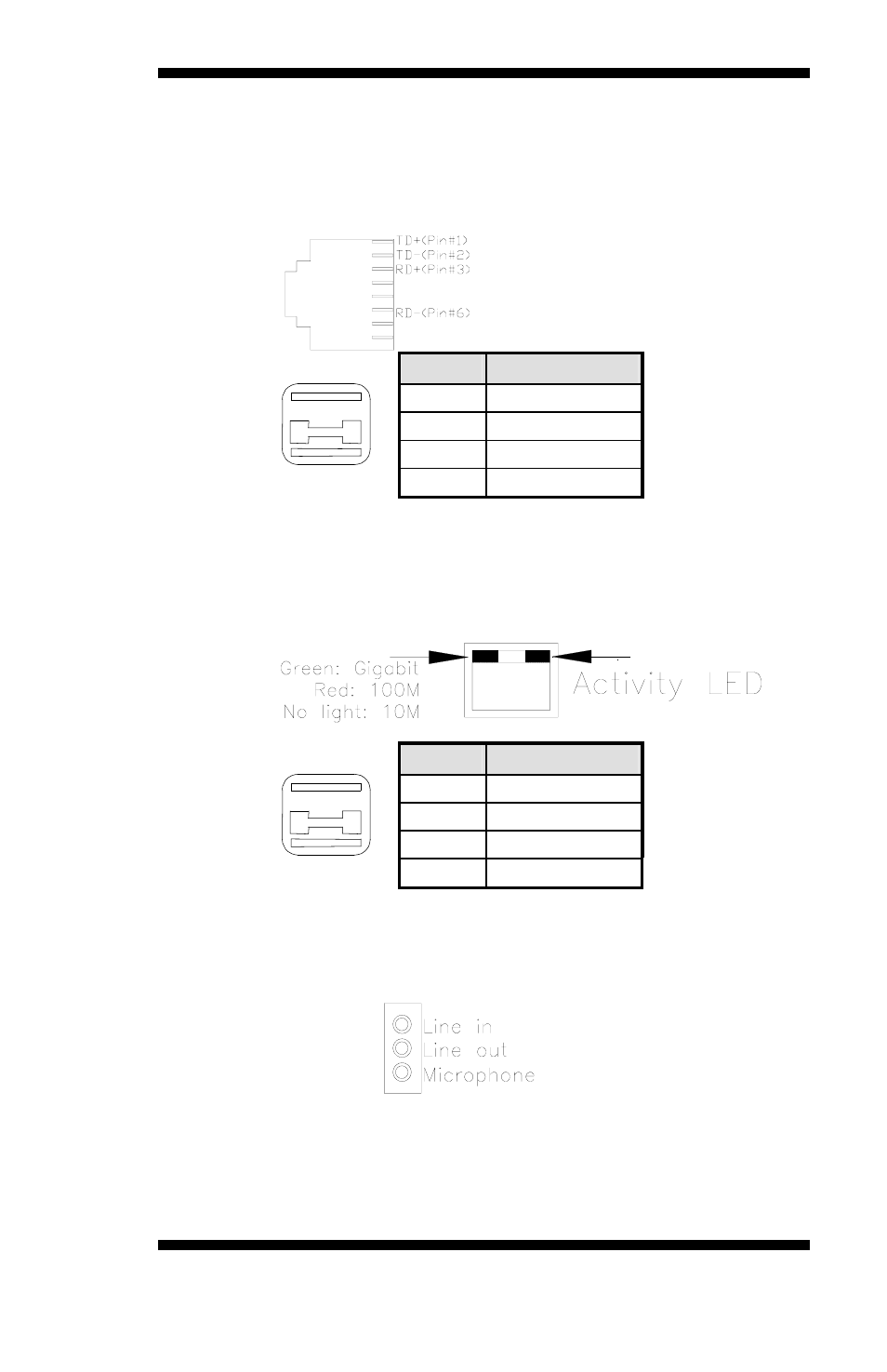 Pin # signal name 1 vcc 2 usb- 3 usb, 4 ground, Cn7: line out, line in, mic connector | Intel LGA775 MB865 User Manual | Page 23 / 64