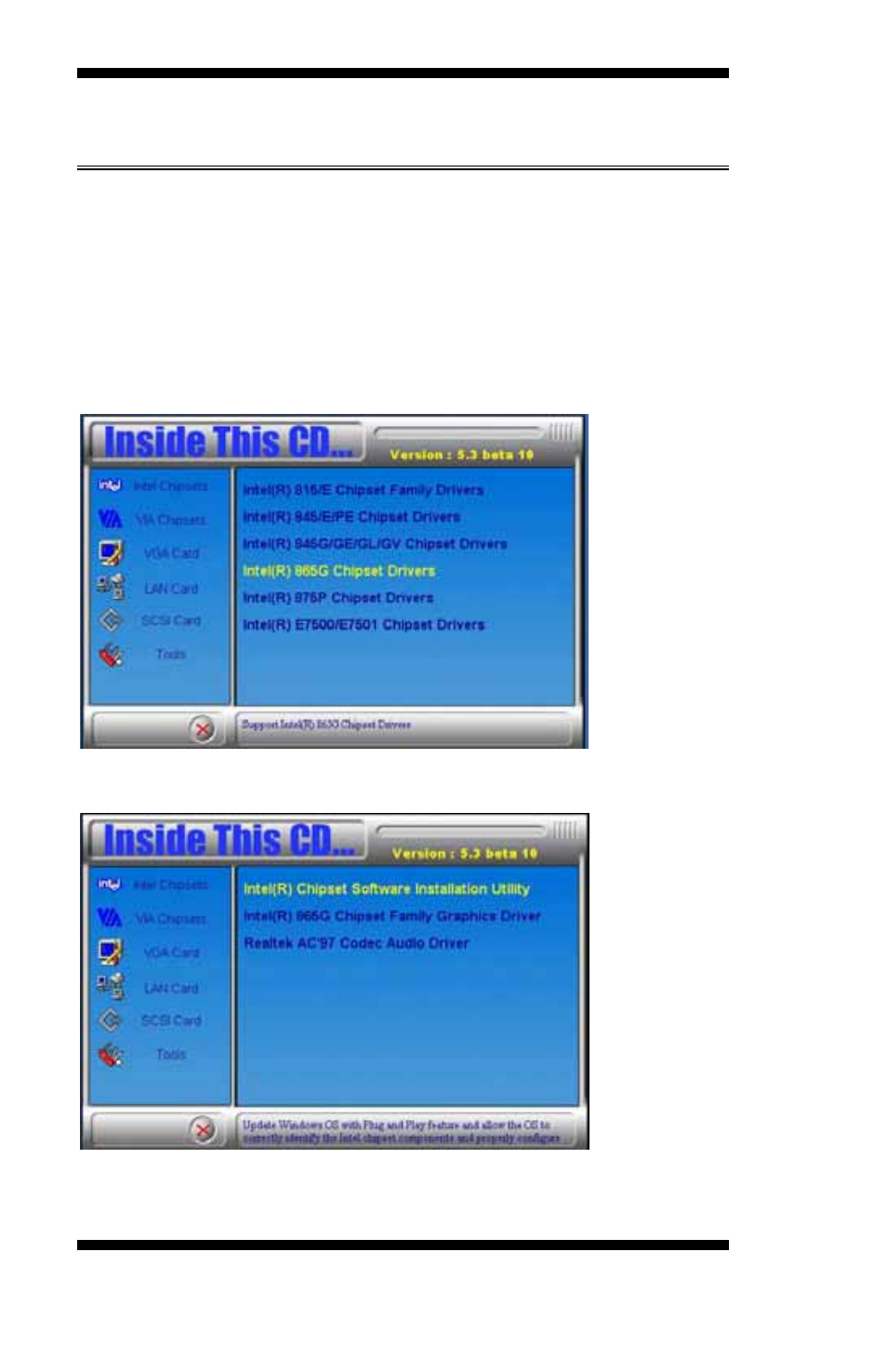 Intel 865g chipset software intallation utility | Intel LGA775 MB865 User Manual | Page 56 / 64